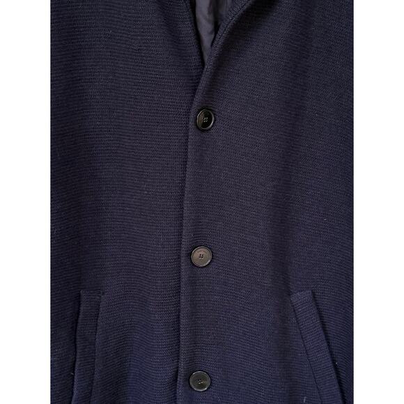 Zara Man Navy Knit Lined Coat Jacket US XL Made in Italy VGUC Versatile Trendy - Picture 9 of 11